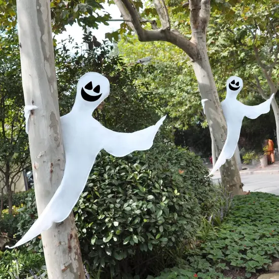 2 Pcs 53&rdquo; Tree Wrap Ghost Decoration - Happy Ghosts {1}