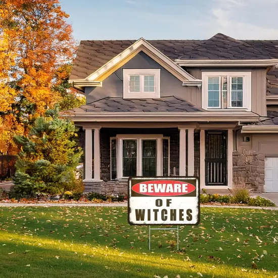 Large Beware of Witches Yard Sign With Stakes - 17x13 Inches {4}