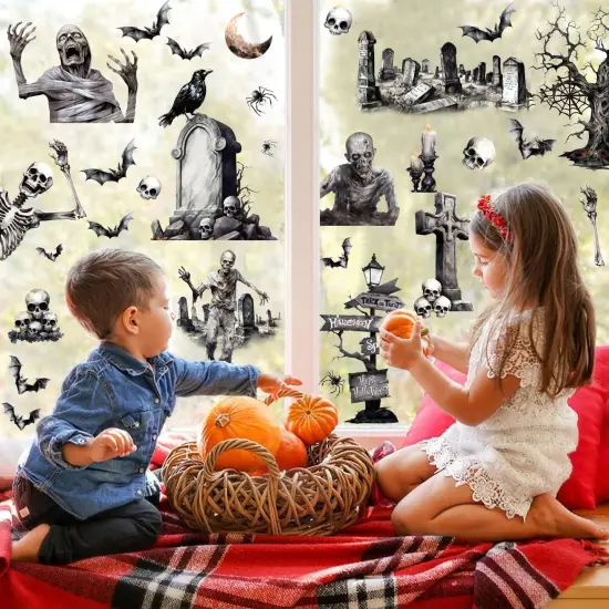 8 Sheet Large Halloween Window Clings Sticker {2}