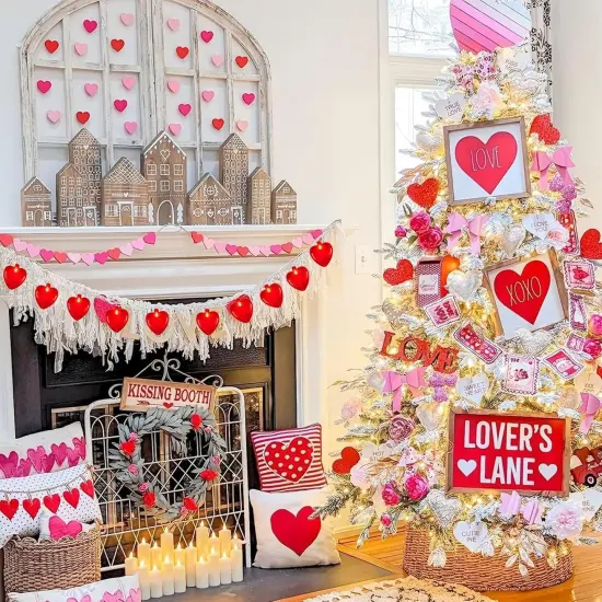 alentine's Day Glitter Red Heart Lights &ndash; 8.5Ft {4}