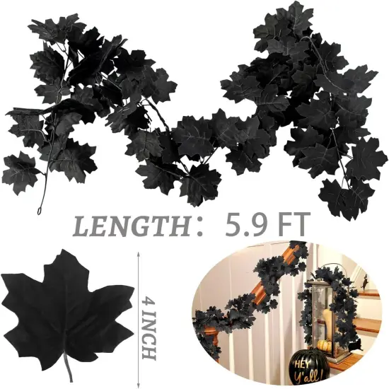 4PCS Halloween Artificial Hanging Fall Leave Maple Vines (23.6FT) {2}