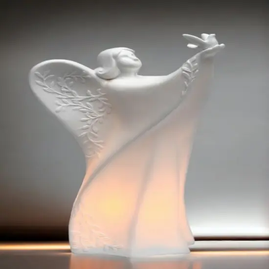 Ceramic Angel Holding Dove Night Light, Home Décor, Religious Décor, Religious Gift, Church Décor, Baptism Gift {2}