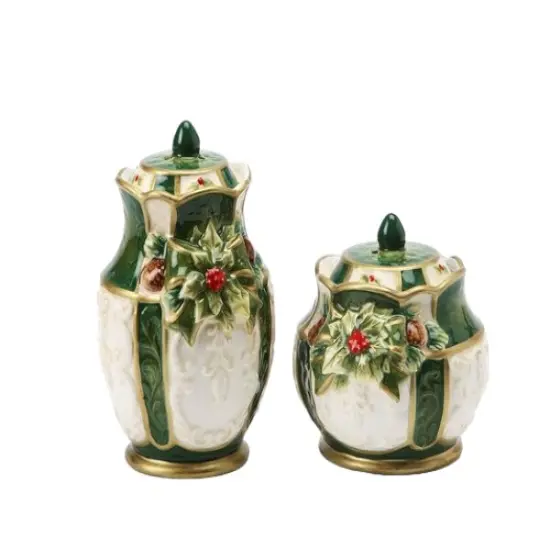Christmas Decor Ceramic Holly Salt & Pepper Shakers, Home D&eacute;cor, Gift for Her, Gift for Mom, Kitchen D&eacute;cor {4}