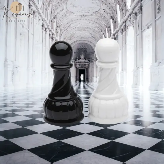 Ceramic Black and White Pawn Chess Piece Salt and Pepper Shakers, Home D&eacute;cor, Gift for Him, Gift for Dad, Kitchen D&eacute;cor, Game Room Decor {1}