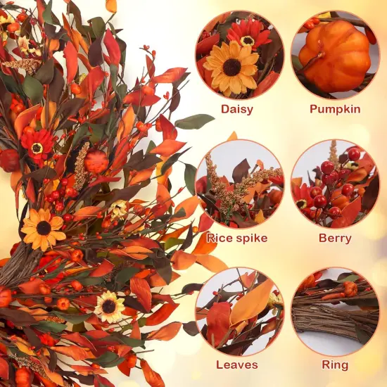 25" Fall Wreaths - Red & Yellow {3}