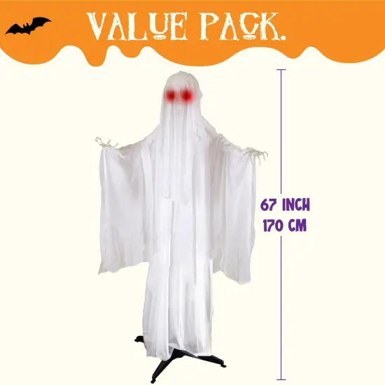 67" Halloween Animatronics Ghost Decor with Creepy Sound {5}