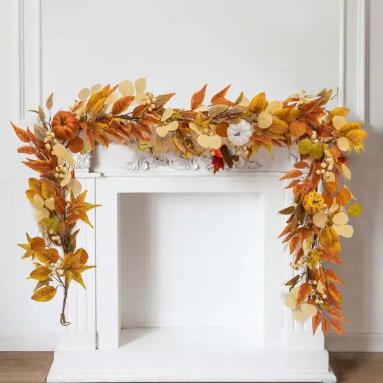 Thanksgiving Decorations -6.8FT Fall Garland Maple Leaf {1}