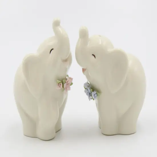 Ceramic Elephants with Flowers Salt And Pepper Shakers, Home Décor, Gift for Her, Gift for Mom, Kitchen Décor {2}