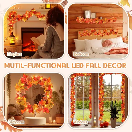 Pumpkin Lights Maple Leaves Garland - Colorful {4}
