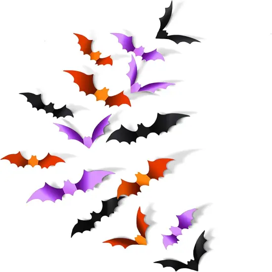 2 Pcs 3D Halloween Bats Wall Decal - 3 Colors 4 Sizes {1}