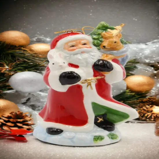 Ceramic Christmas Santa Carrying The Presents Ornament, Home D&eacute;cor, Gift for Her, Gift for Mom, Kitchen D&eacute;cor, Christmas D&eacute;cor {1}