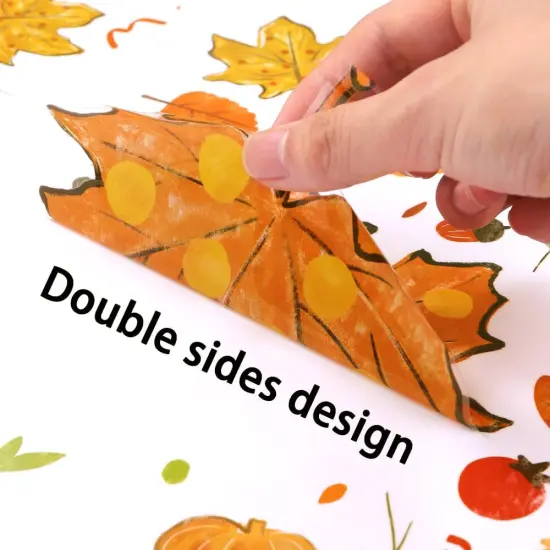 8 Sheets Thanksgiving Fall Window Clings - Maple Leaves Pine {3}
