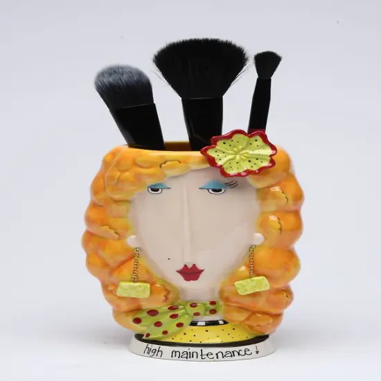 Ceramic Blonde Lady Brush or Pen Holder, Home D&eacute;cor, Gift for Her, Mom, Friend, or Coworker, Vanity D&eacute;cor {3}