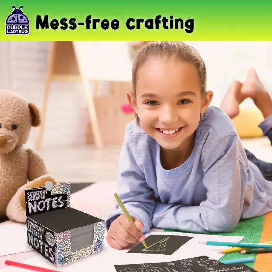 PURPLE LADYBUG Silver Holographic Scratch Art Mini Notes - Scratch Art for Kids, Summer Activities, Camping Games for Ages 4-8 {5}