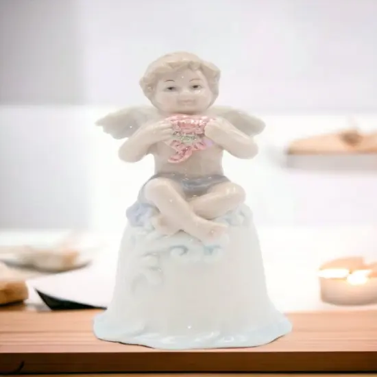 Ceramic Cherub Angel Mini Bell, Religious Décor, Religious Gift, Church Décor, Church Gift, Baptism Gift {2}