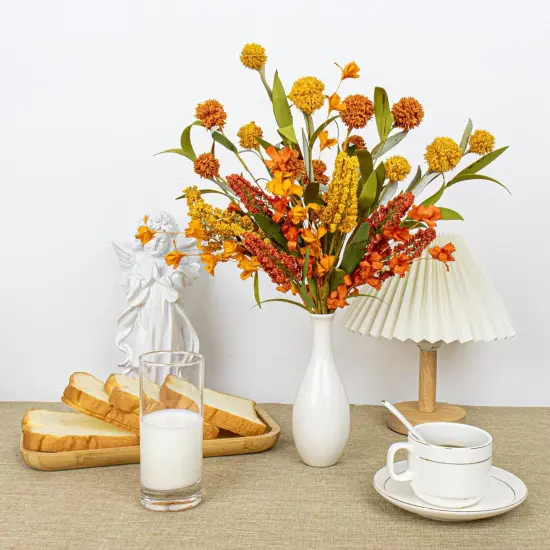 8 PCs Fall Boho Autumn Flowers - 17 Inches (Orange) {5}