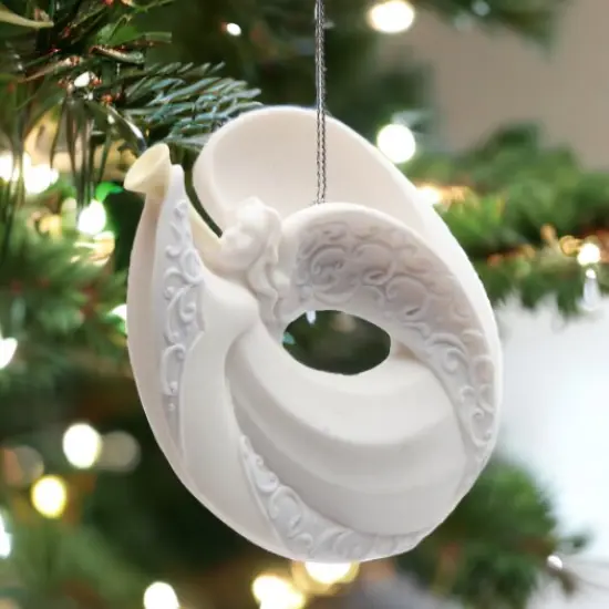 Ceramic Angel Ornament Playing Horn, Home D&eacute;cor, Religious D&eacute;cor, Religious Gift, Church D&eacute;cor, Baptism Gift {2}
