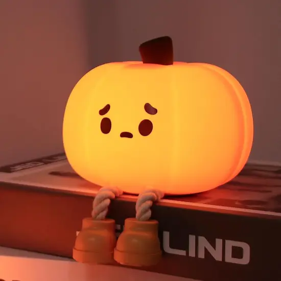 Cute Pumpkin Night Light Silicone LED Lamp {1}