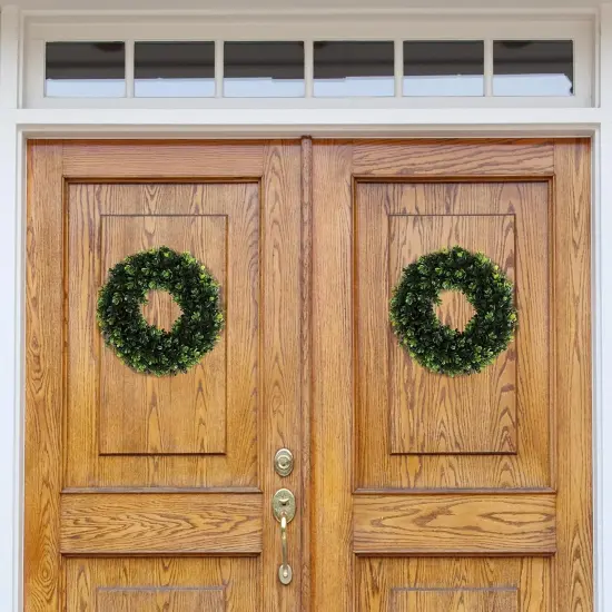 12-Inch Boxwood Wreath - Round UV Resistant Artificial Spring, Summer, Fall, or Winter Wreath - Indoor/Outdoor Wreaths for Front Door {2}