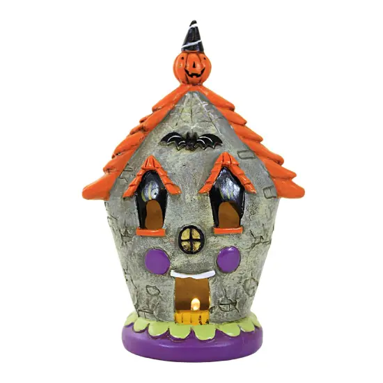 Transpac 7.75 In Happy Haunted House Halloween Building , Halloween Decor Figurine Spiderweb Lighted Pumpkin {1}