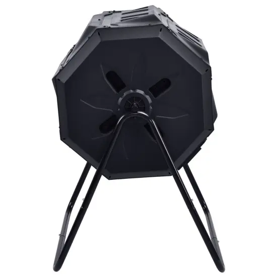 Black PP and Steel 43 Gallon Dual-Compartment Compost Tumbler with Vents {2}