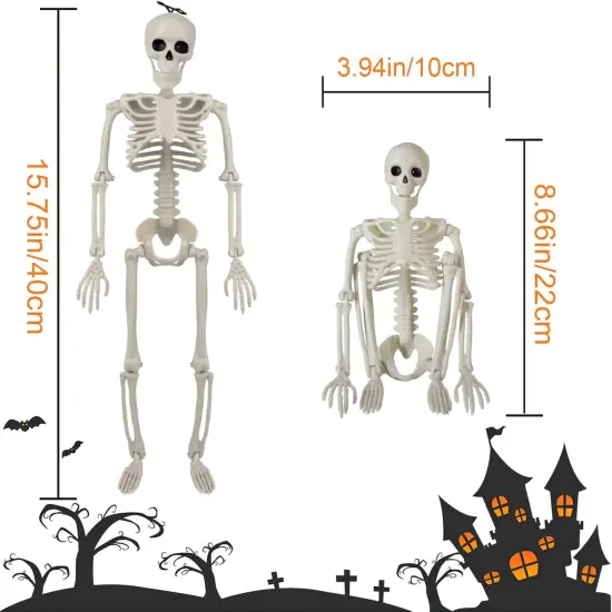 6PCS Halloween Skeleton Decorations - 16" with Movable Joint {2}