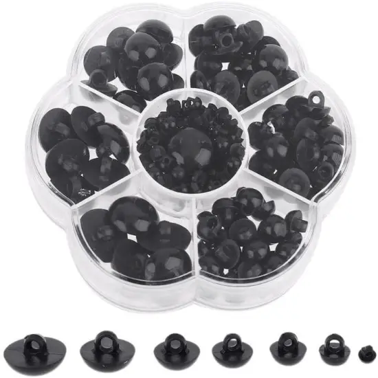 184 Pcs Black Round Head Sew on Eyes {1}