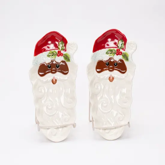 Ceramic African American Santa Dish/Spoon Rest Set/2, Home D&eacute;cor, Gift for Her, Gift for Mom, Kitchen D&eacute;cor, Christmas D&eacute;cor {2}