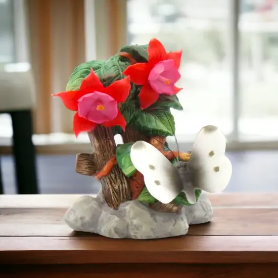 Ceramic Butterfly with Columbine Flower Figurine, Home D&eacute;cor, Gift for Her, Gift for Mom, Nature Lover Gift {1}