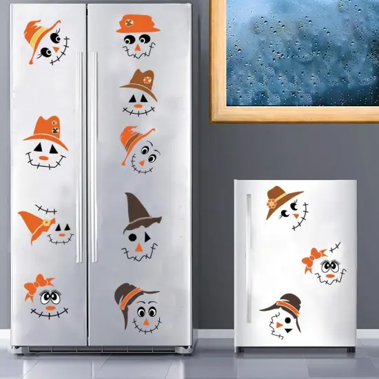 18 Pcs Autumn Scarecrow Face Vinyl Stickers, DIY Craft Decals {5}