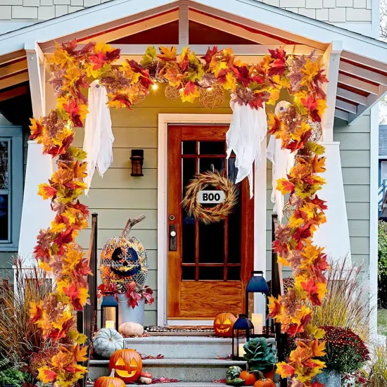 2PCS Thanksgiving Artificial Hanging Fall Leave Vines (11.8FT) {4}