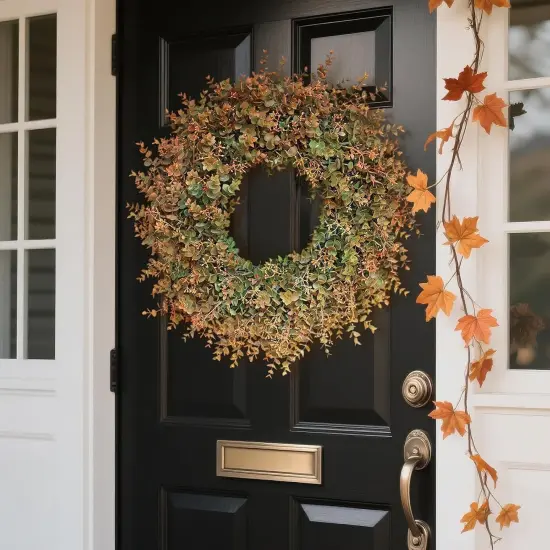 26" Fall Wreath - Eucalyptus Leaves with Orange Seeds {3}