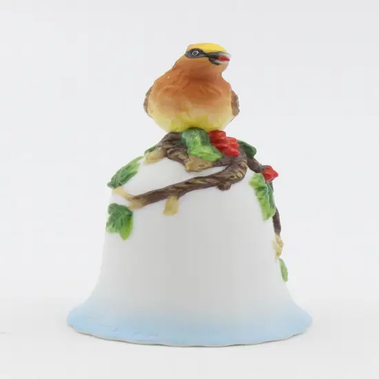 Ceramic Mini Cedar Waxing Bird Bell, Birdwatcher Gift, Gift for Her, Gift for Mom, Home Decor {3}