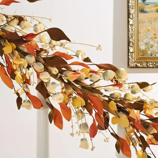 6FT Autumn Eucalyptus Leaves Lighted Garland {2}
