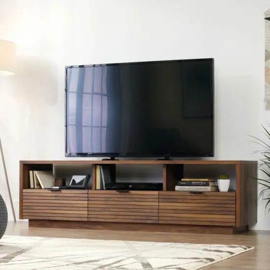 Walnut Finish TV Stand for TVs up to 70 Inch with Storage {3}