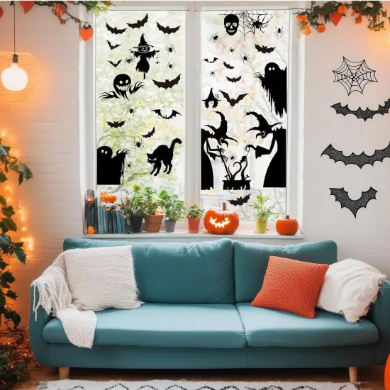 4 Sheets Spooky Halloween Window Stickers {2}