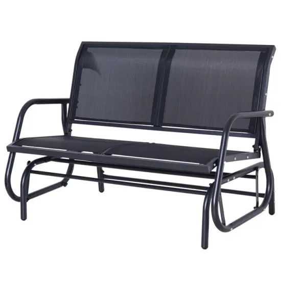 Outdoor Mesh Swing Glider 2 Seat Patio Rocker Dark Grey {1}