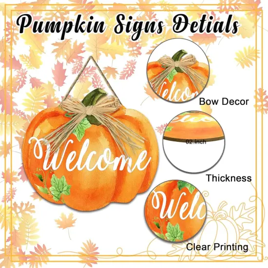 Fall Door Sign Pumpkin Welcome Door Hanger Vintage {2}