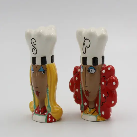 Ceramic African American Lady Chef Salt and Pepper Shakers, Home D&eacute;cor, Gift for Her, Mom, Friend, or Coworker, Kitchen D&eacute;cor {3}