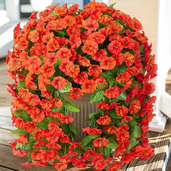 2 PCS Fake Fall Orange Morning Glory Trailing Vines {1}