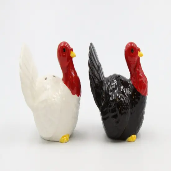 Ceramic Thanksgiving Small White & Black Turkey Salt And Pepper Shakers, Home D&eacute;cor, Gift for Her, Gift for Mom, Kitchen D&eacute;cor, Fall D&eacute;cor {5}