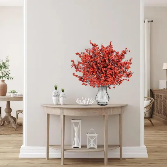 15 Pcs Babys Breath Artificial Flowers (Orange Red) {4}