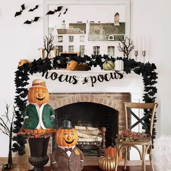 2 Pack Black Halloween Fall Maple Garland Artificial Autumn {2}