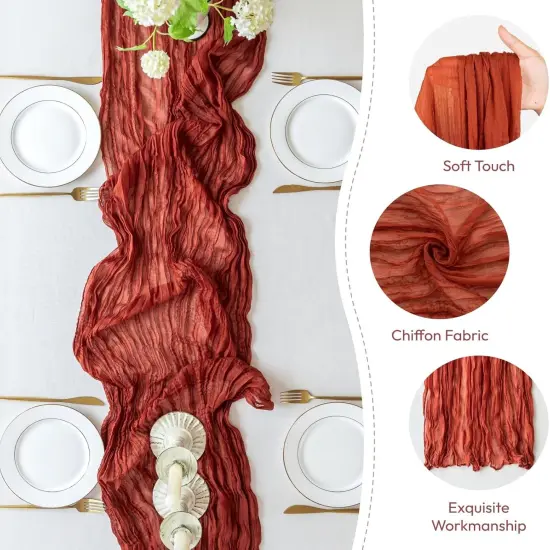 Terracotta Cheesecloth Table Runner Decor 10ft Boho Gauze Rustic {2}