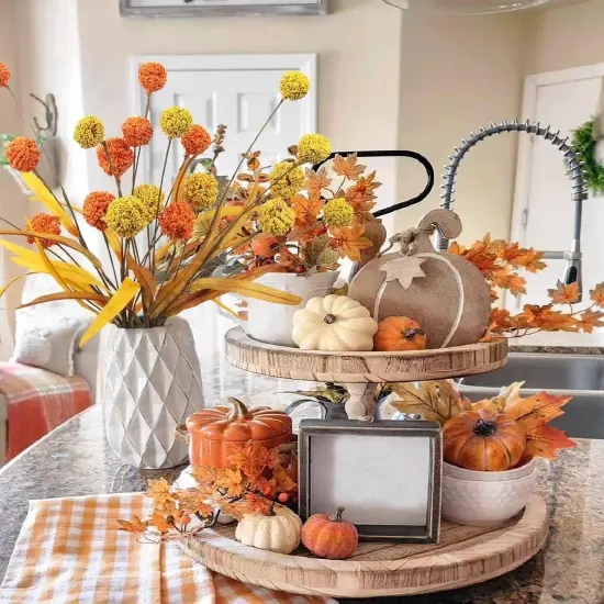 2 Pcs Artificial Yellow Fall Craspedia Billy Balls Flowers {2}