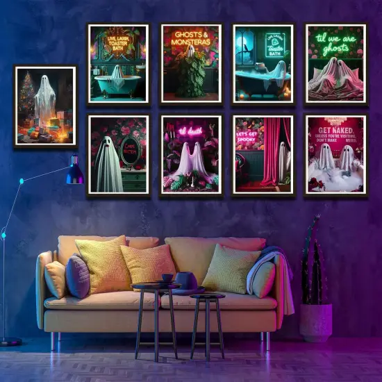 9Pcs Halloween Ghosts Canvas Wall Art {3}