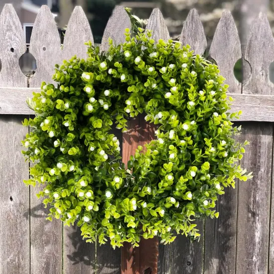 20" Boxwood Wreath Decorations for Home Artificial Wreath {5}