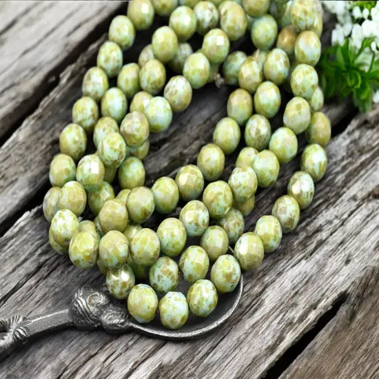 *25* 8mm Blue Turquoise Picasso Fire Polished Round Beads {4}