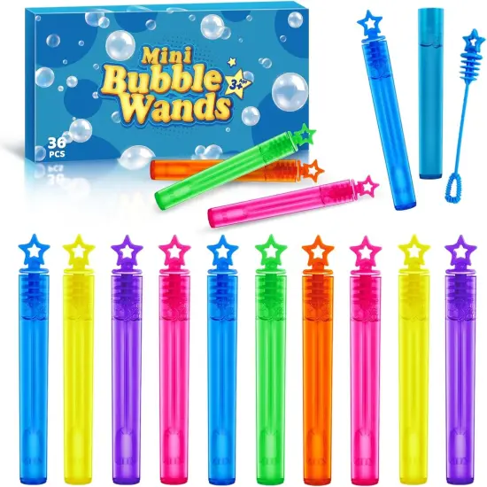 36 Pieces Mini Bubble Wands,Bubble Party Favors Assortment Toys for Kids,Themed Birthday, Halloween, Goodie Bags, Carnival Prizes, Wedding, Bubble Maker Toys for Kids,Outdoor Gifts for Girls & Boys {1}