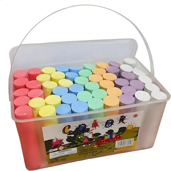 Washable Sidewalk Chalk Set- 52 Pieces 7 Colors Jumbo Chalk For Kid and Adult, Paint on Classroom Chalkboard or Outdoor Playground, Good Gift for Party {1}